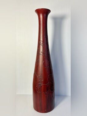 18” Tall Wooden Red decorative Vase